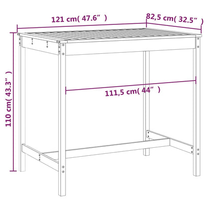 Mesa de jardim 121x82,5x110 cm madeira de pinho maciça