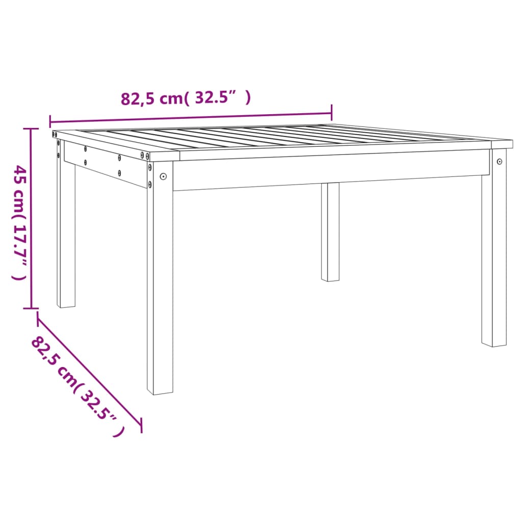 Mesa de jardim 82,5x82,5x45 cm pinho maciço castanho-mel