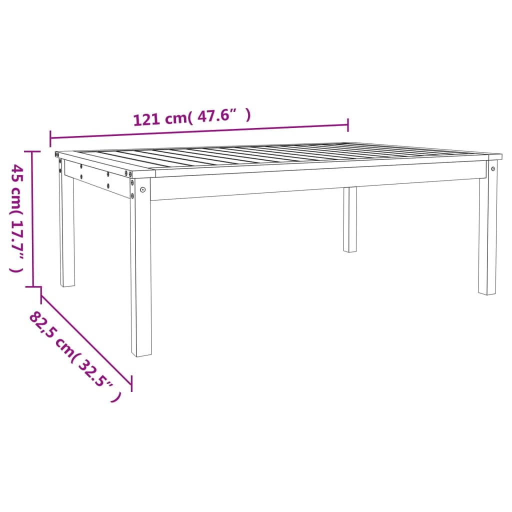 Mesa de jardim 121x82,5x45 cm madeira de pinho maciça branco