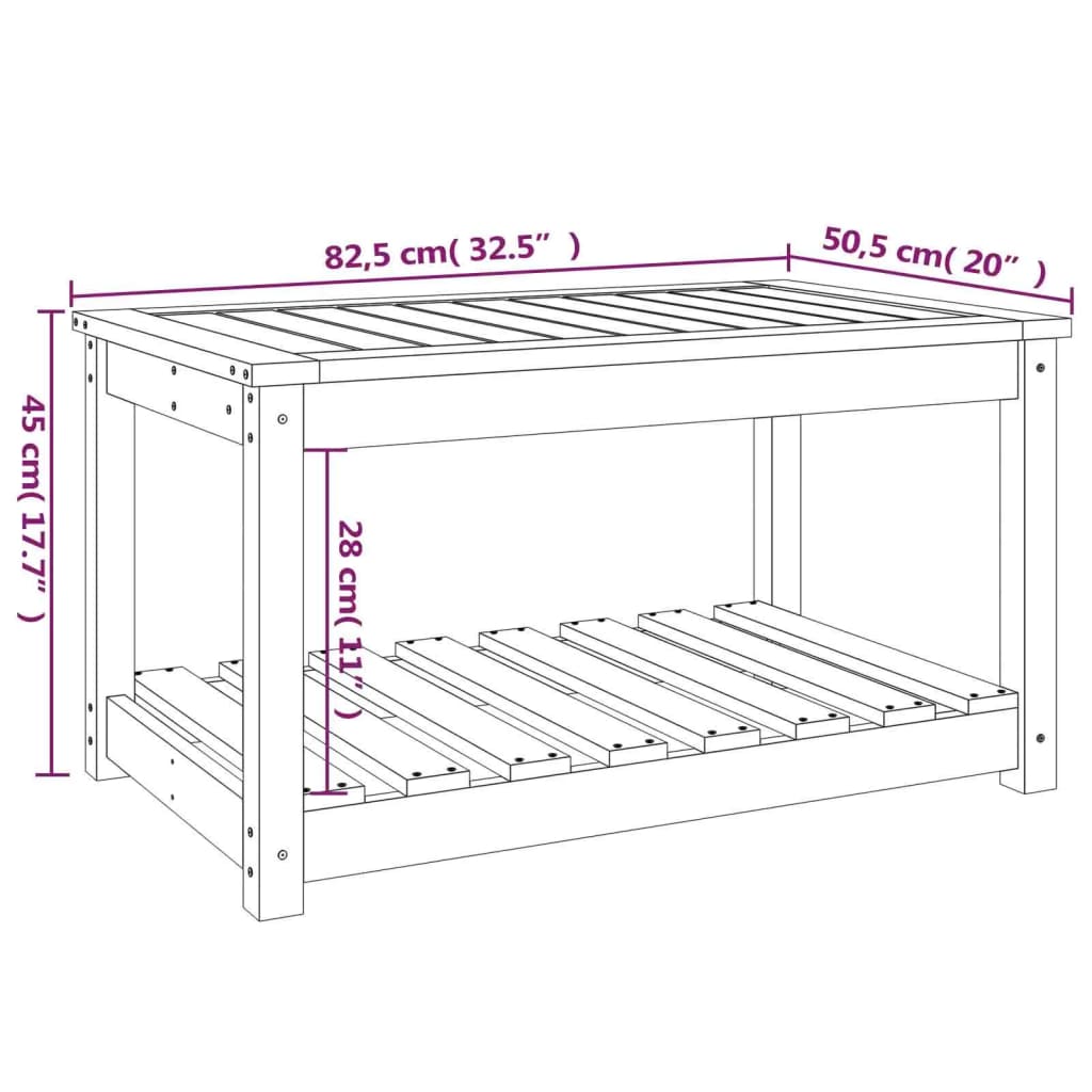 Mesa de jardim 82,5x50,5x45 cm madeira de pinho maciça branco