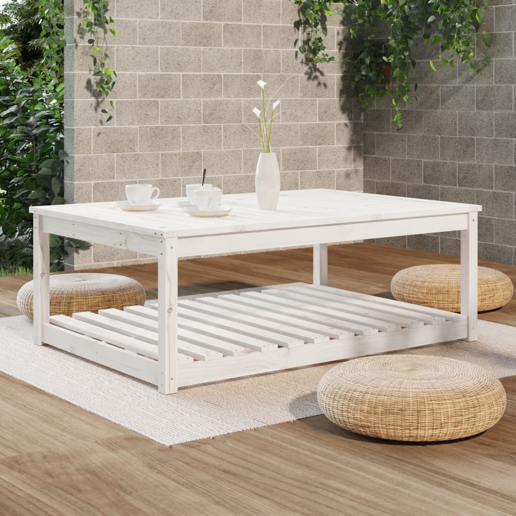 Mesa de jardim 121x82,5x45 cm madeira de pinho maciça branco