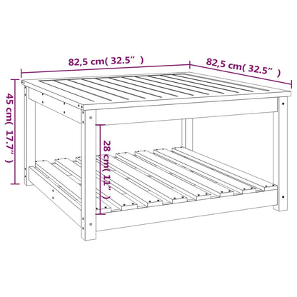 Mesa de jardim 82,5x82,5x45 cm madeira de pinho maciça branco