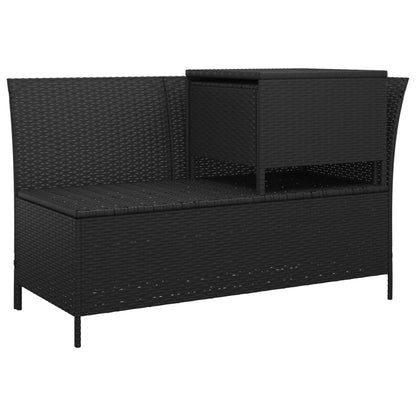 4 pcs conjunto lounge de jardim c/ almofadões vime PE preto