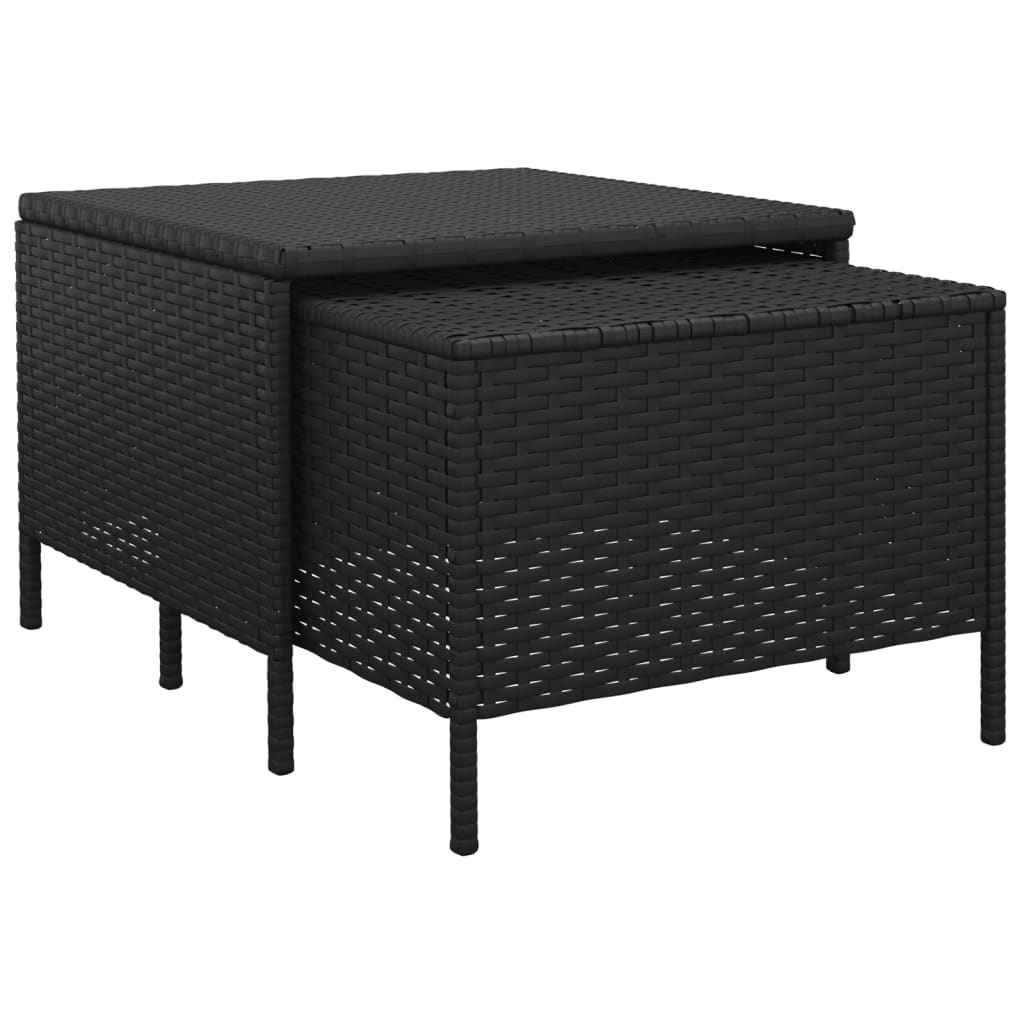 4 pcs conjunto lounge de jardim c/ almofadões vime PE preto