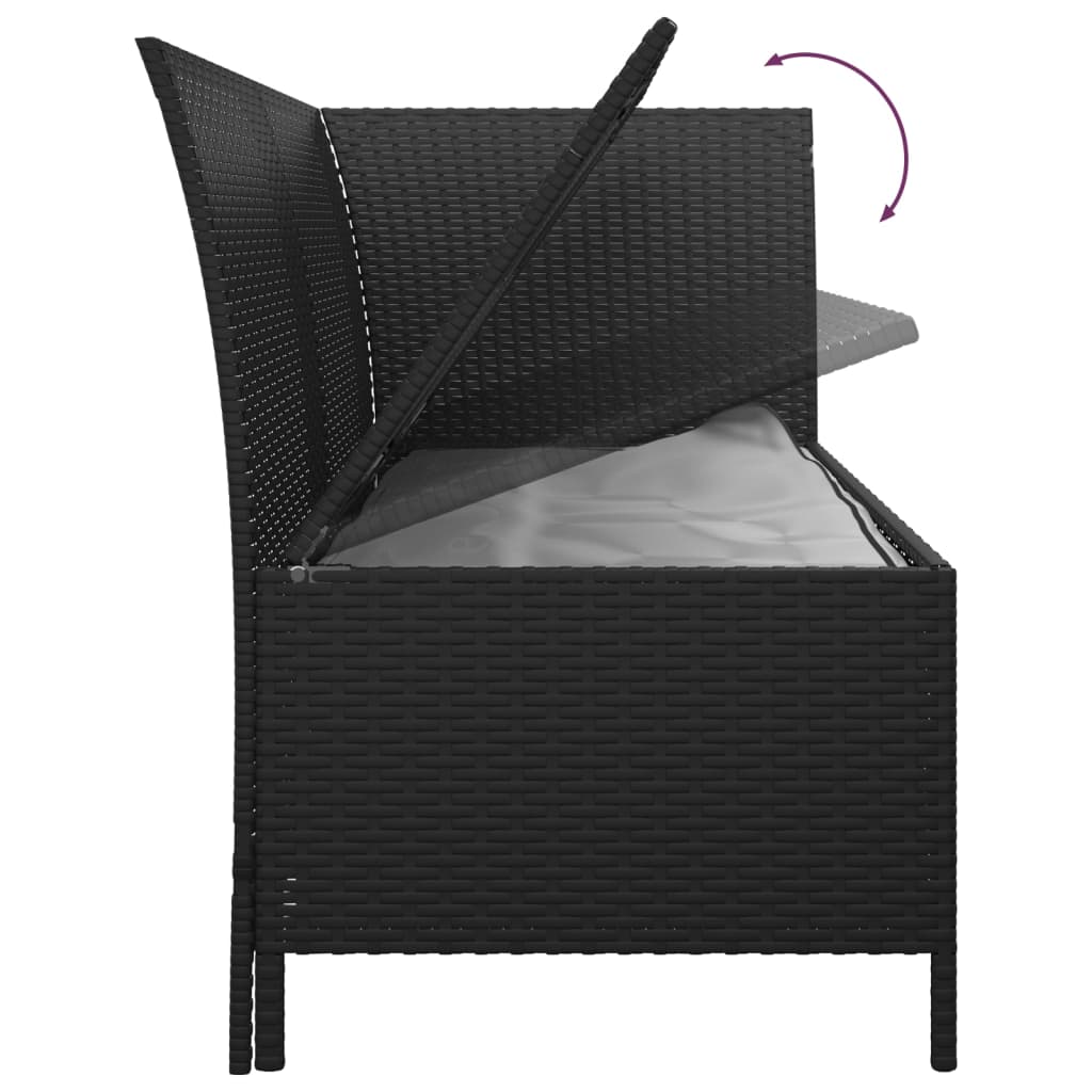 4 pcs conjunto lounge de jardim c/ almofadões vime PE preto