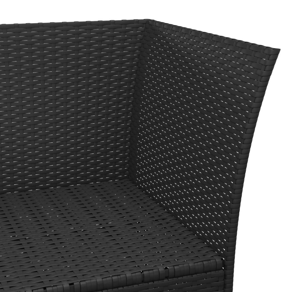 4 pcs conjunto lounge de jardim c/ almofadões vime PE preto