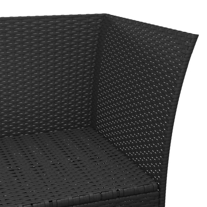 4 pcs conjunto lounge de jardim c/ almofadões vime PE preto