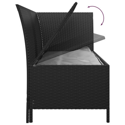 3 pcs conjunto lounge de jardim c/ almofadões vime PE preto