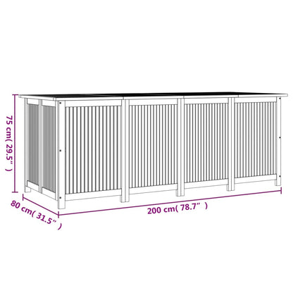 Caixa de arrumação para jardim 200x80x75 cm acácia maciça