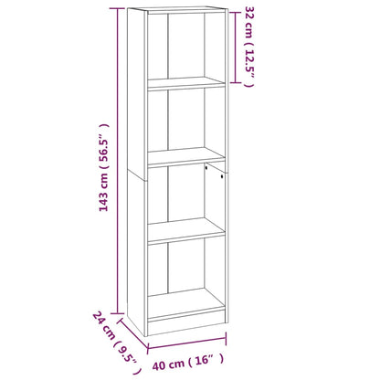 Estante 4 prat. 40x24x143 cm derivados madeira cinzento sonoma