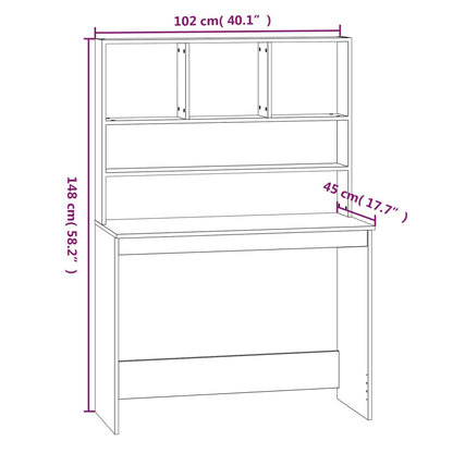 Secretária c/ prateleiras 102x45x148cm derivados madeira branco