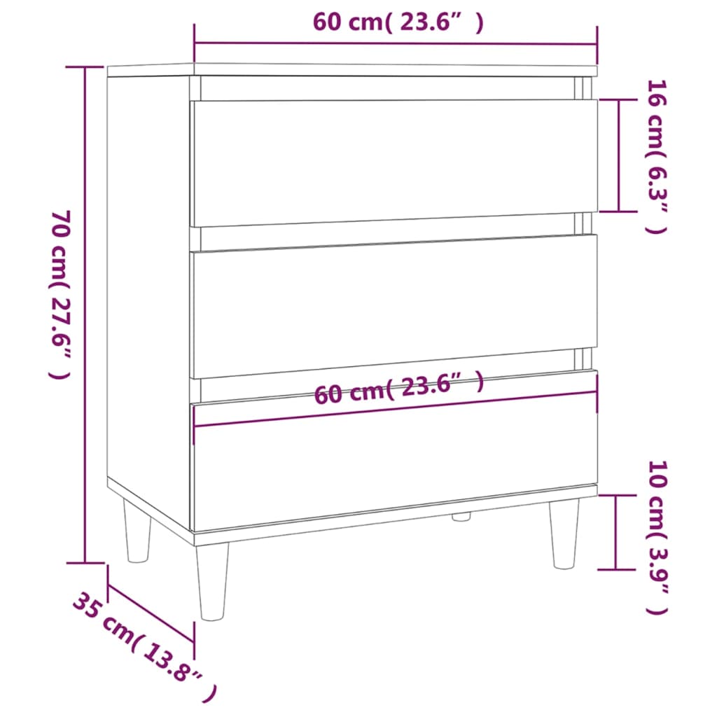 Cómoda Bacco com 3 Gavetas - Branco - Design Nórdico