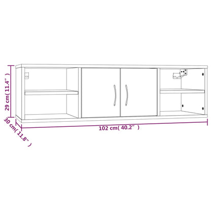 Estante Viviane - De Parede e Com 6 Compartimentos - Cor Cinzento Sonoma - 102x30x29 cm - Em Contraplacado