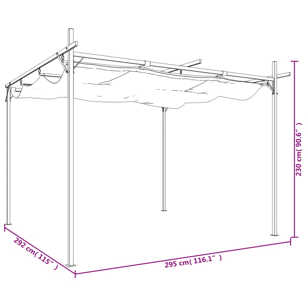 Pérgola com toldo retrátil 295x292x230 cm cor antracite