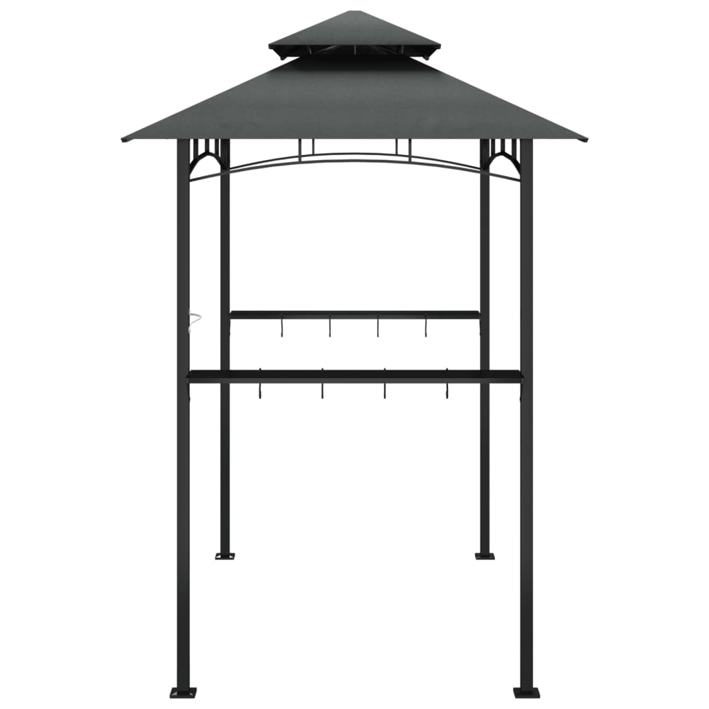 Gazebo churrasco prateleiras laterais 240x150x243 aço antracite