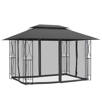 Gazebo com paredes laterais 400x300x270 cm aço antracite