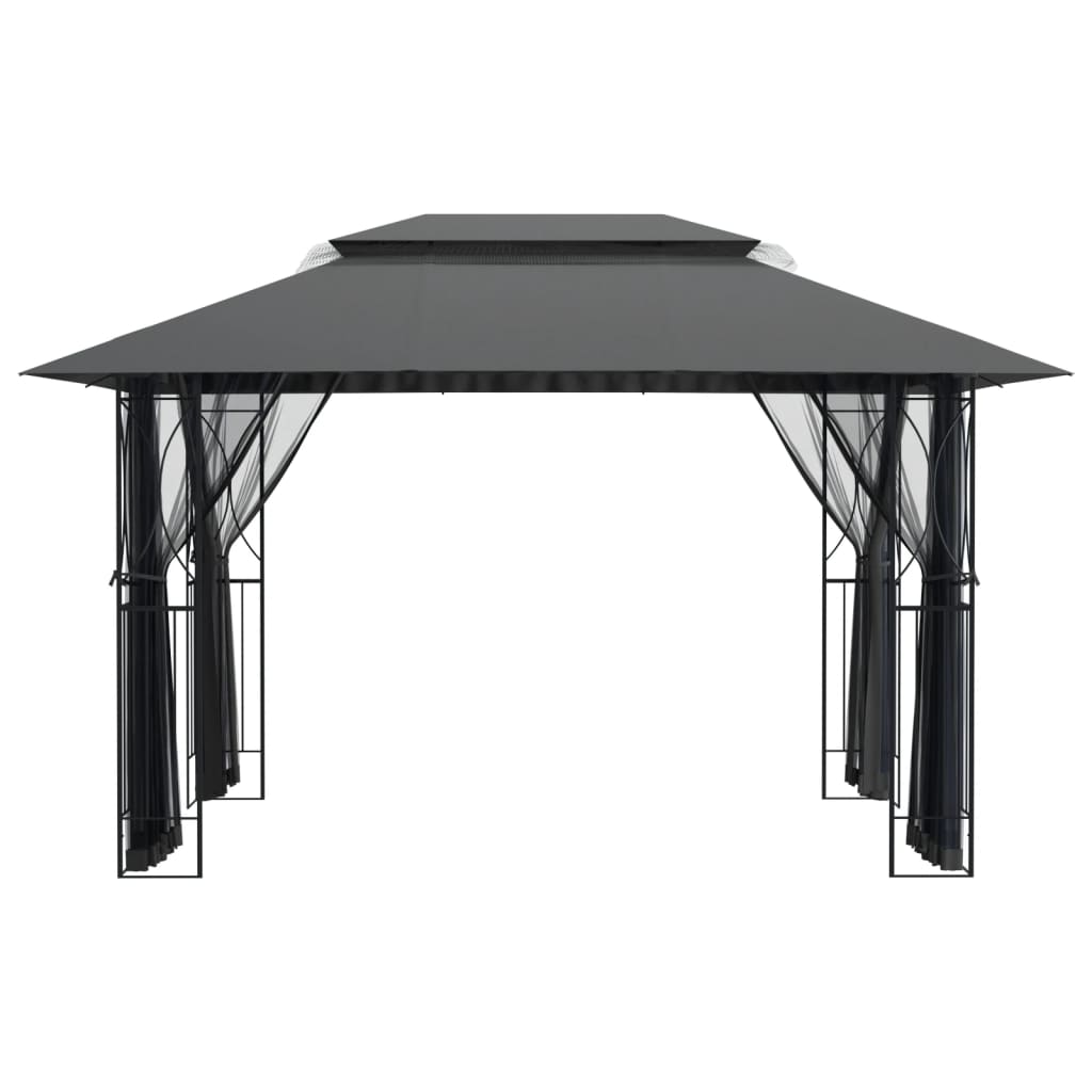 Gazebo com paredes laterais 400x300x270 cm aço antracite