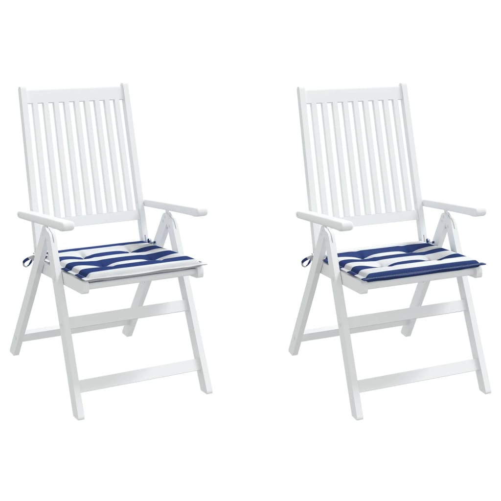 Almofadões p/ cadeira 2pcs 40x40x3 cm tecido riscas azul/branco