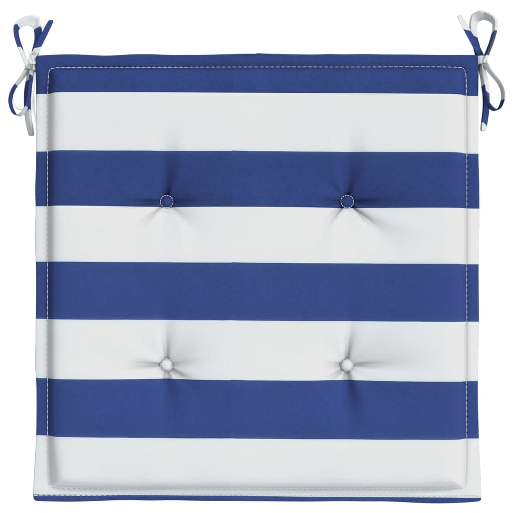 Almofadões p/ cadeira 2pcs 40x40x3 cm tecido riscas azul/branco