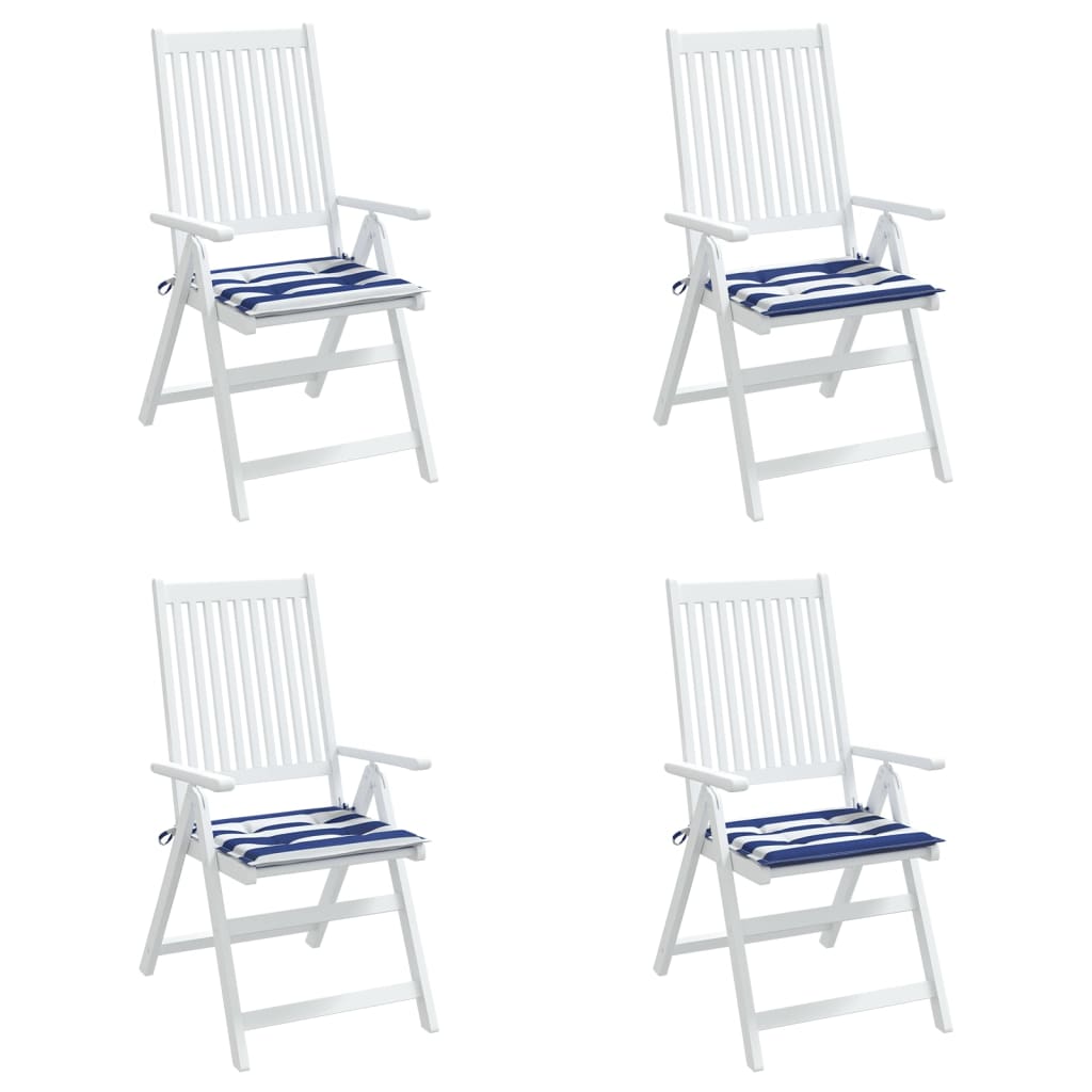 Almofadões p/ cadeira 4pcs 40x40x3 cm tecido riscas azul/branco