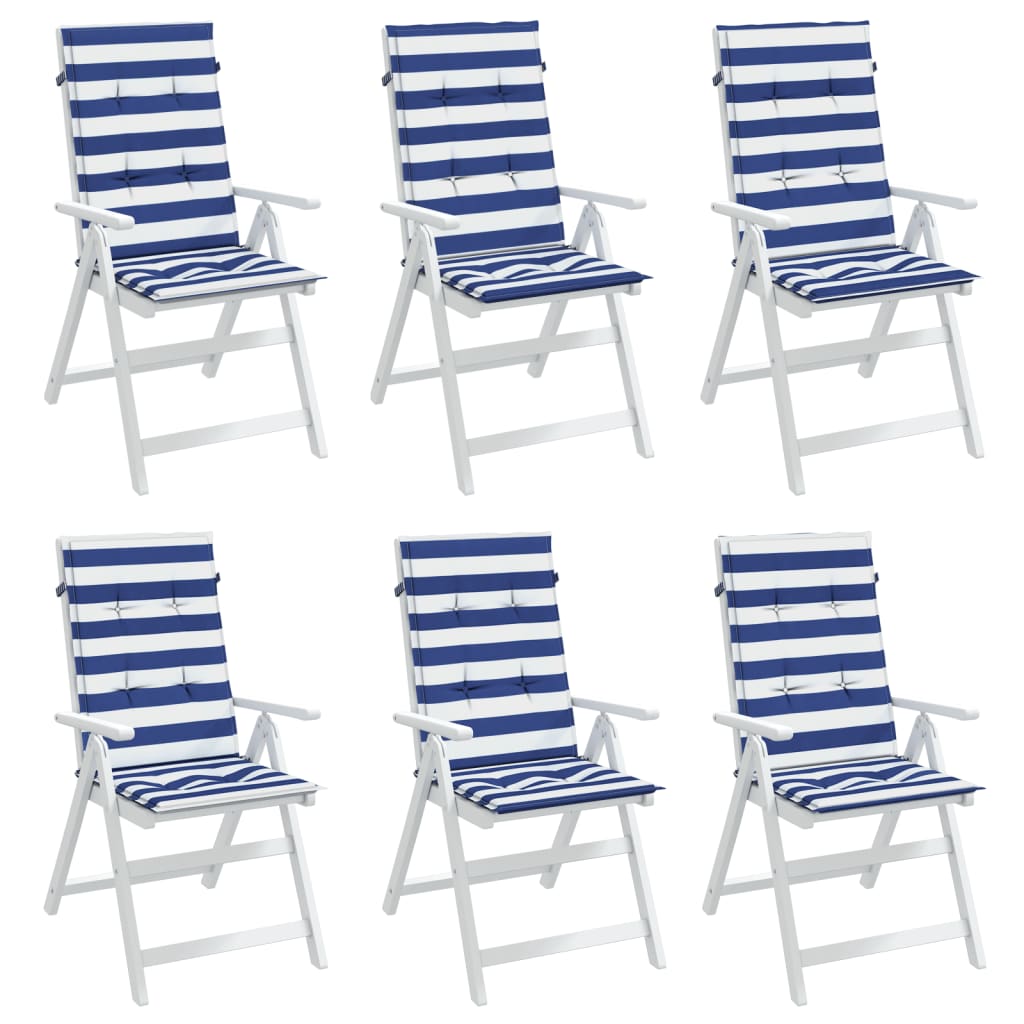 Almofadões cadeira encosto alto 6 pcs tecido riscas azul/branco