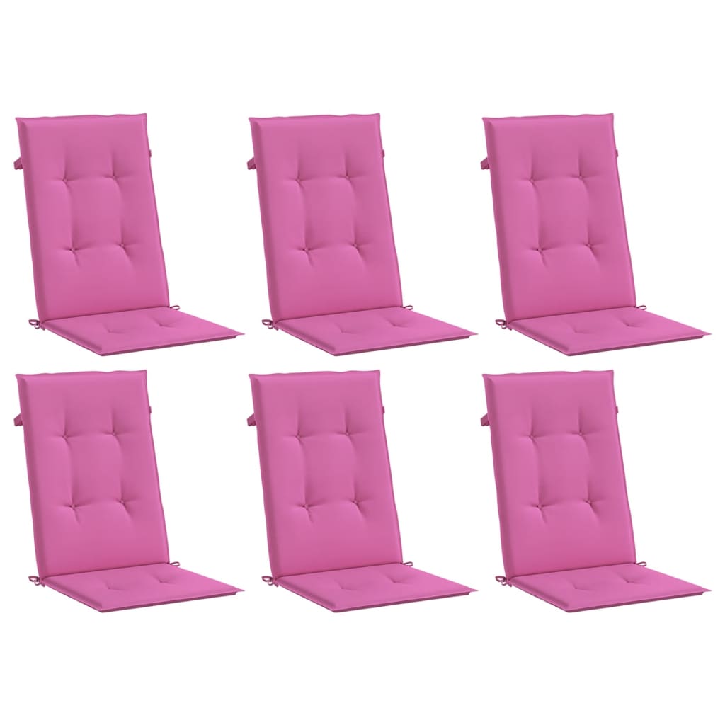 Almofadões cadeira de encosto alto 6 pcs tecido rosa