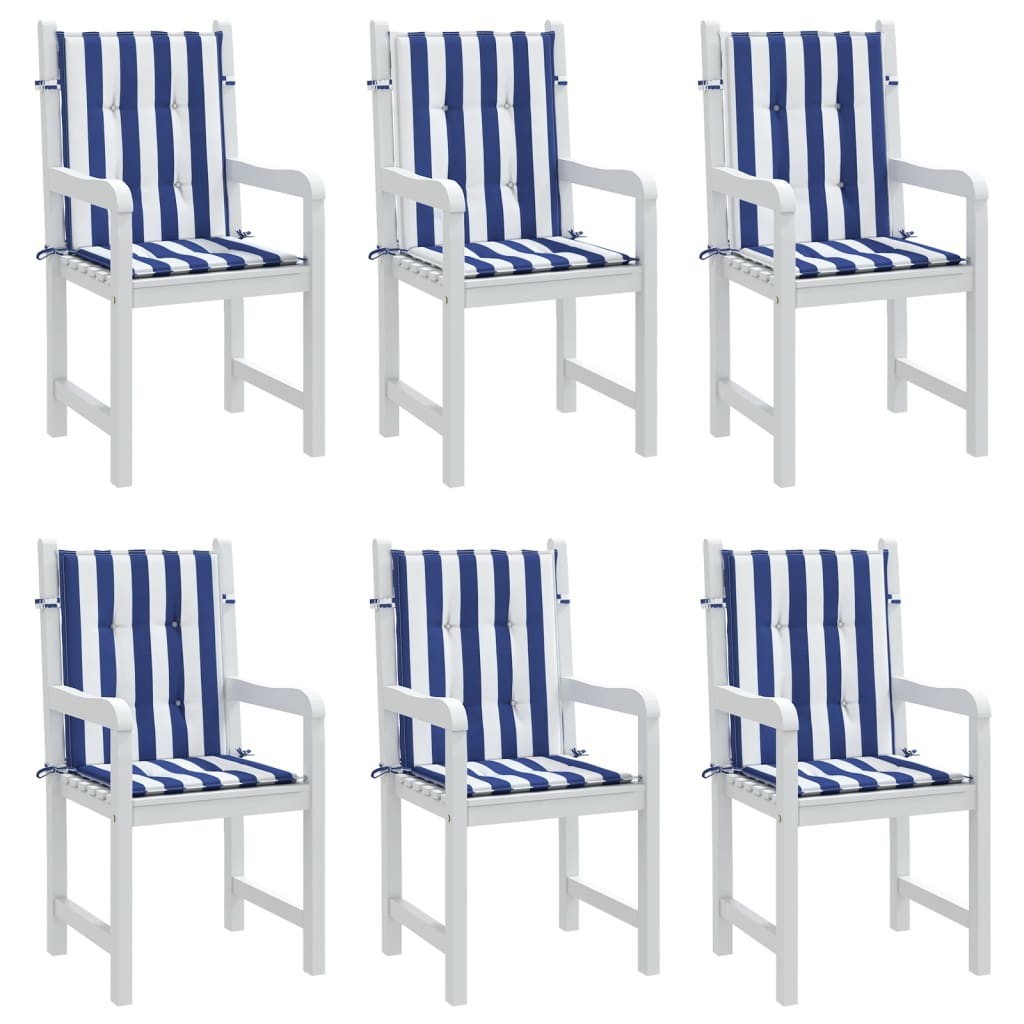 Almofadões cadeira encosto baixo 6pcs tecido riscas azul/branco