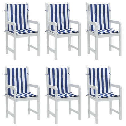 Almofadões cadeira encosto baixo 6pcs tecido riscas azul/branco