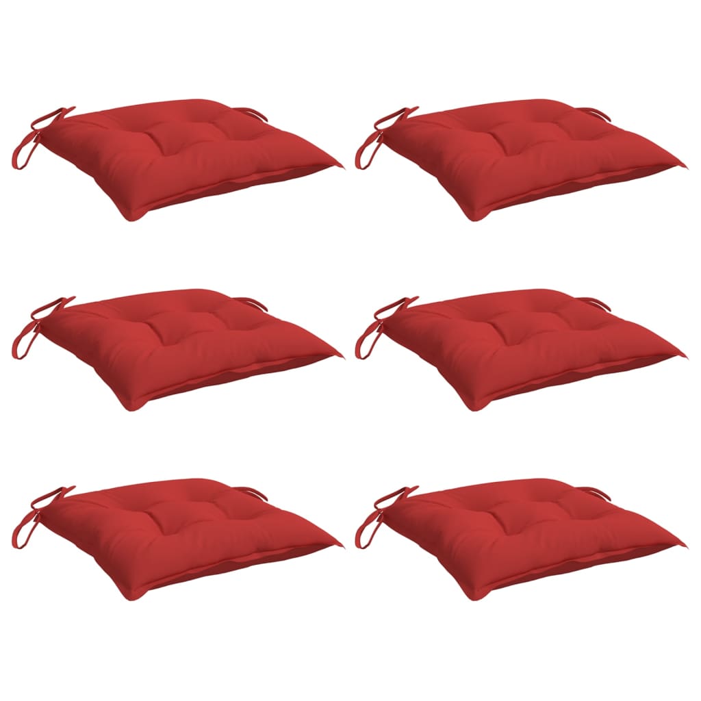 Almofadões de cadeira 6 pcs 40x40x7 cm tecido oxford vermelho