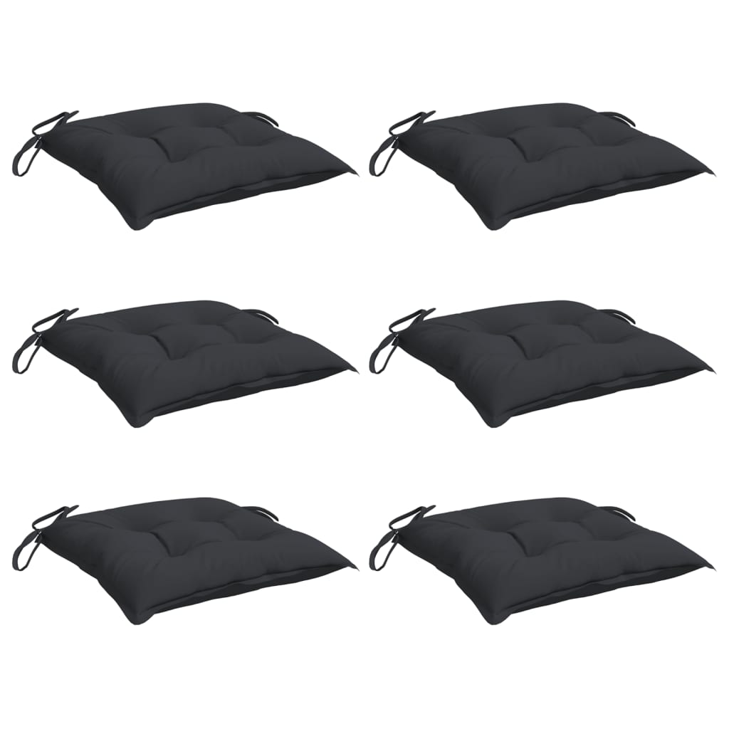 Almofadões de cadeira 6 pcs 40x40x7 cm tecido oxford preto