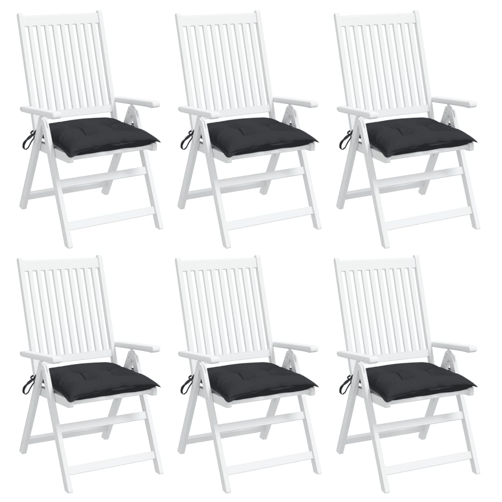 Almofadões de cadeira 6 pcs 40x40x7 cm tecido oxford preto