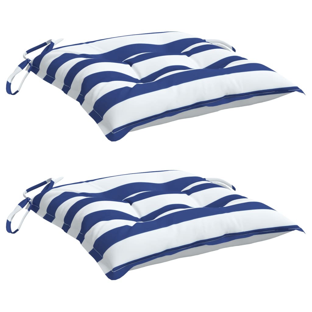 Almofadões p/ cadeira 2pcs 40x40x7 cm tecido riscas azul/branco