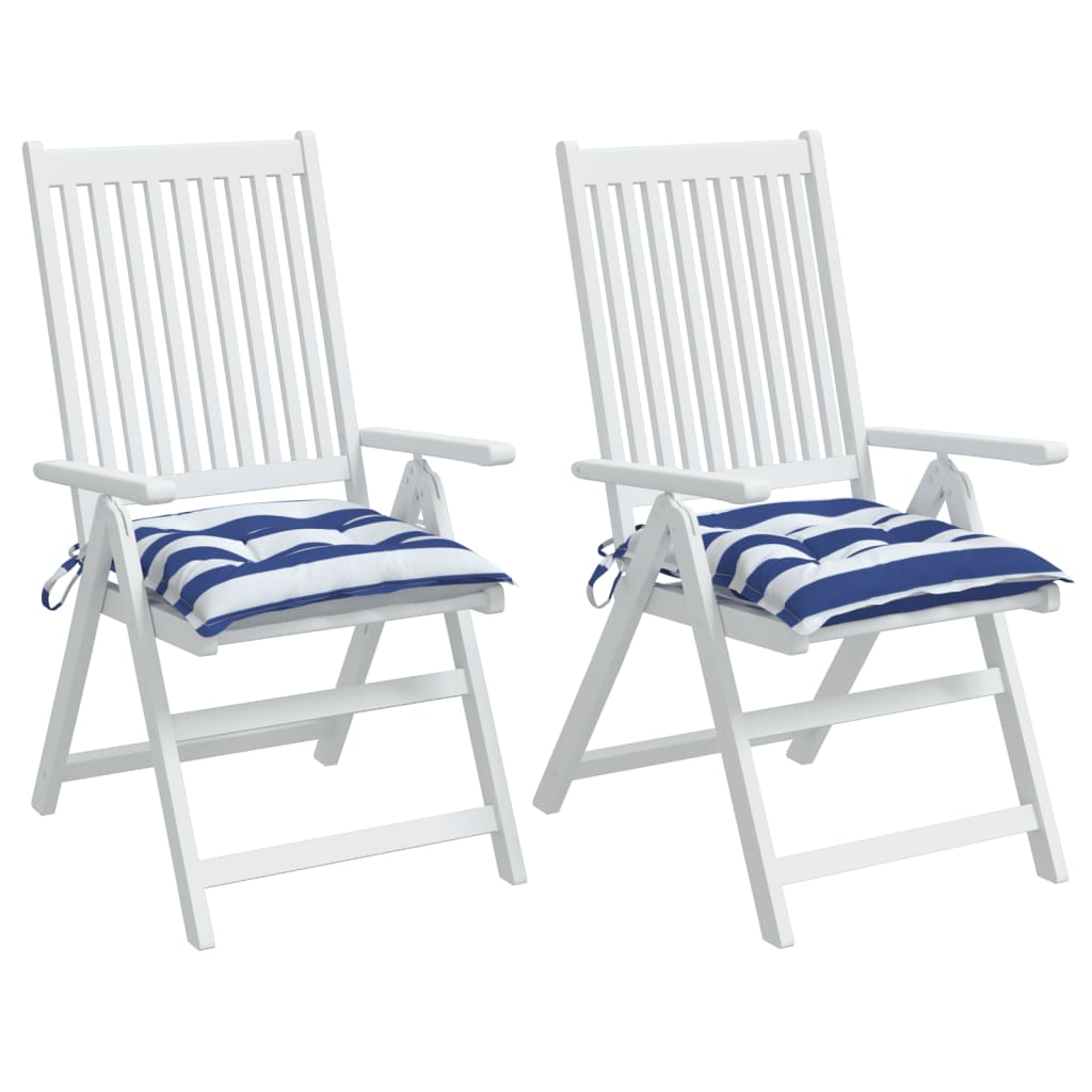 Almofadões p/ cadeira 2pcs 40x40x7 cm tecido riscas azul/branco