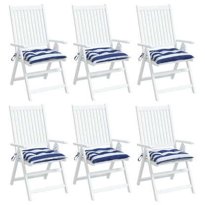 Almofadões p/ cadeira 6pcs 40x40x7 cm tecido riscas azul/branco