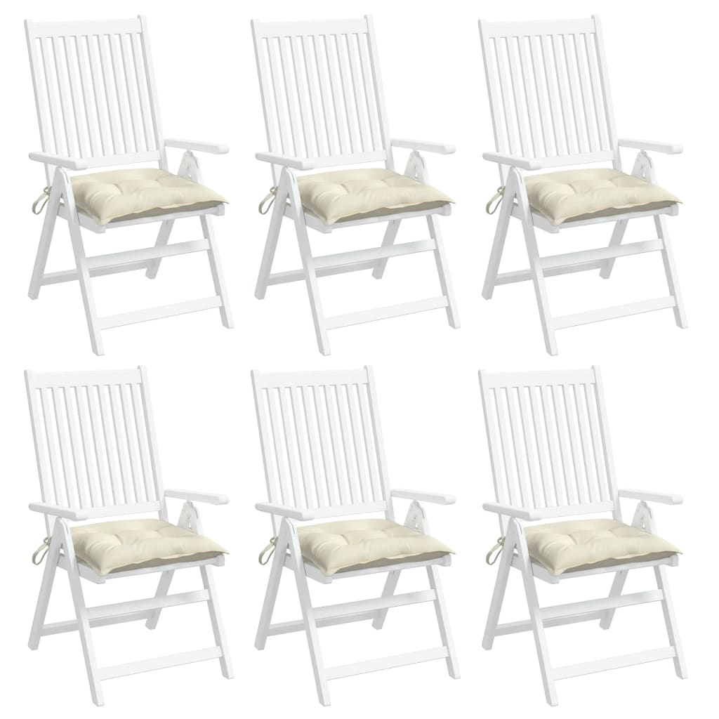 Almofadões de cadeira 6 pcs 50x50x7cm tecido oxford branco nata