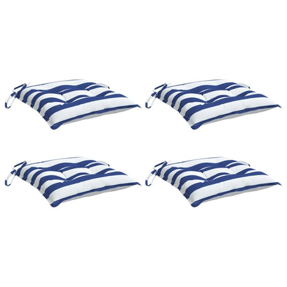 Almofadões p/ cadeira 4 pcs tecido oxford riscas azul/branco