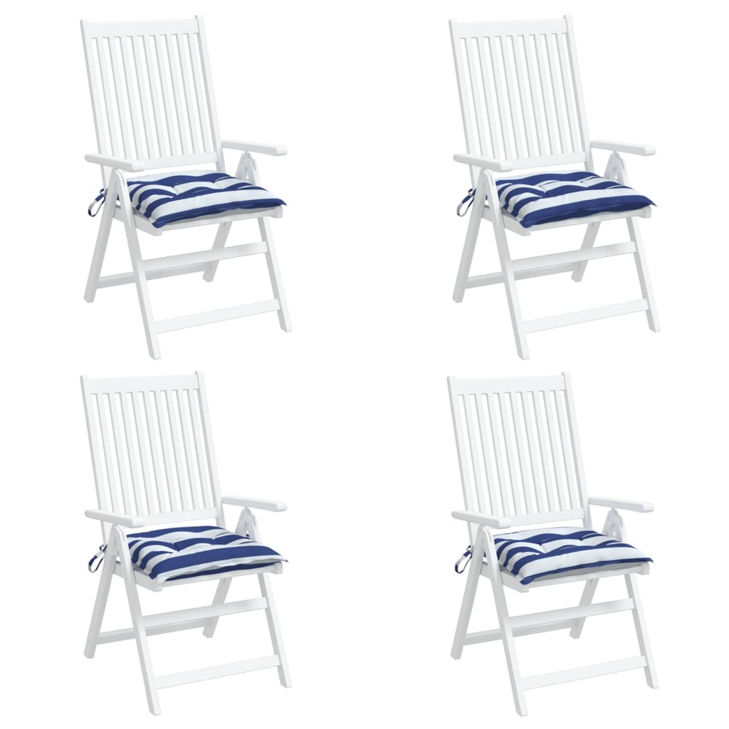 Almofadões p/ cadeira 4 pcs tecido oxford riscas azul/branco