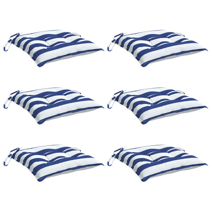 Almofadões p/ cadeira 6 pcs tecido oxford riscas azul/branco