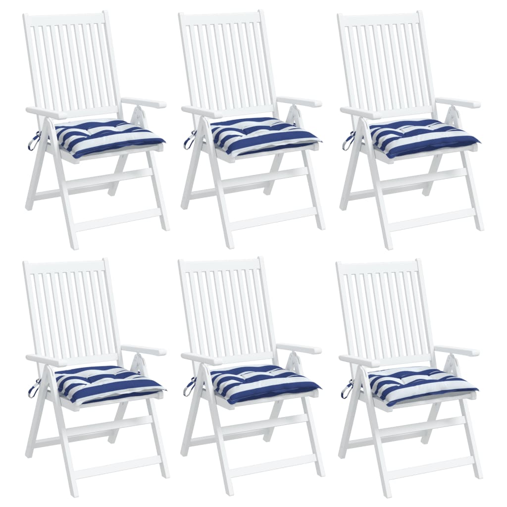 Almofadões p/ cadeira 6 pcs tecido oxford riscas azul/branco