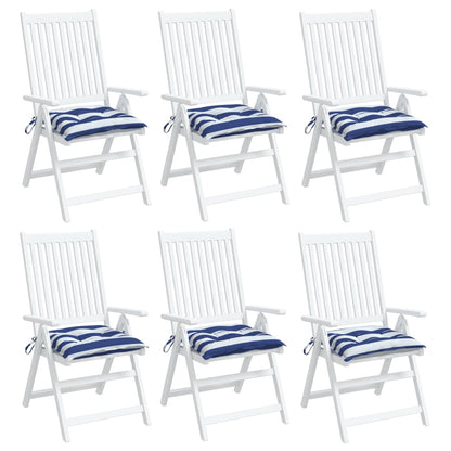 Almofadões p/ cadeira 6 pcs tecido oxford riscas azul/branco