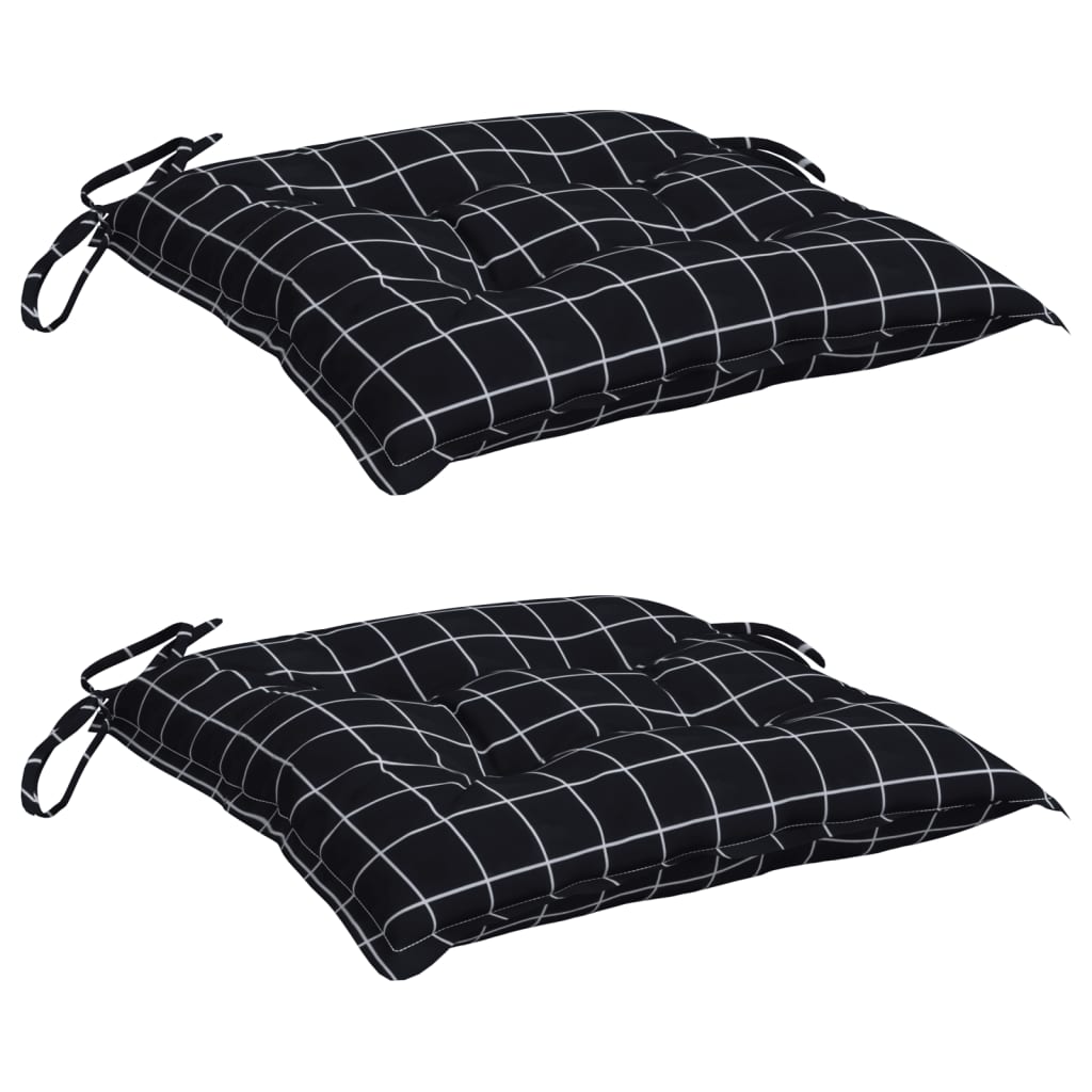 Almofadões p/ cadeira 2pcs tecido oxford padrão xadrez preto