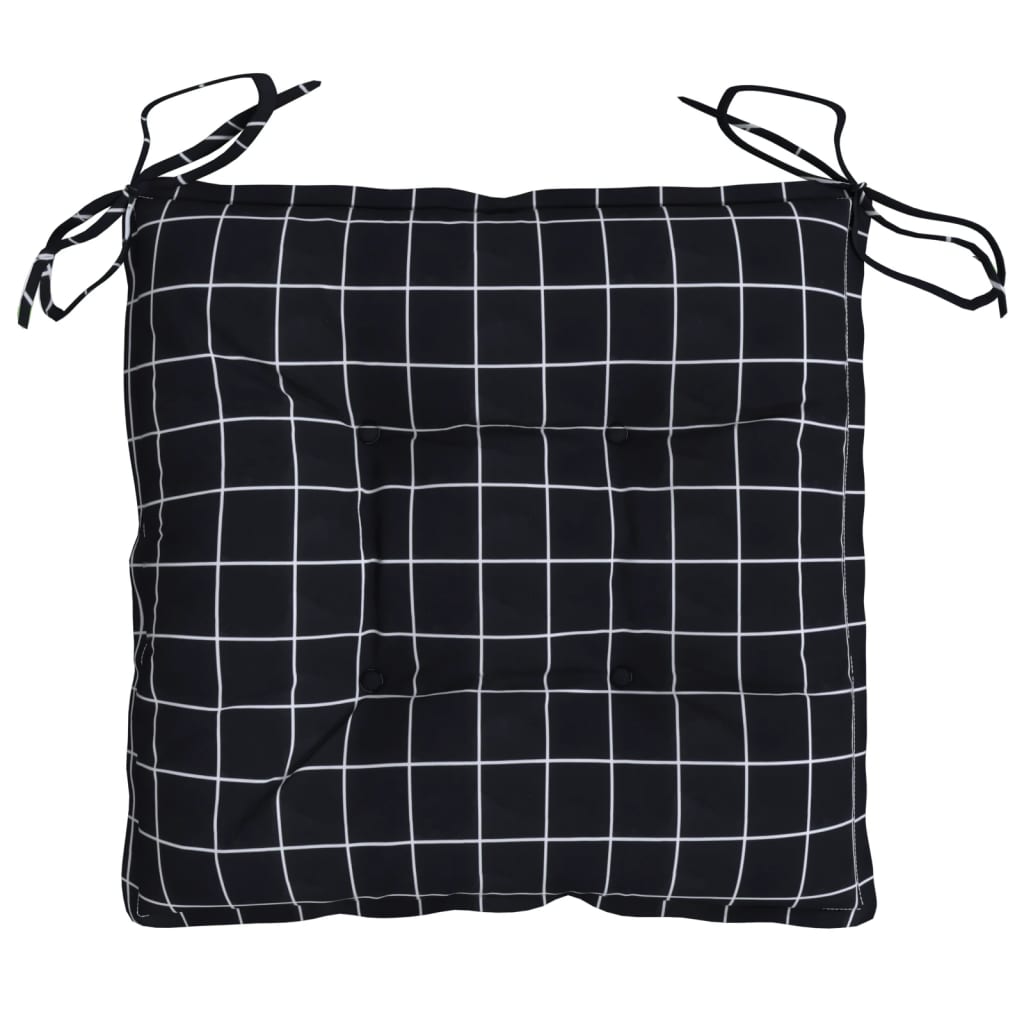 Almofadões p/ cadeira 2pcs tecido oxford padrão xadrez preto