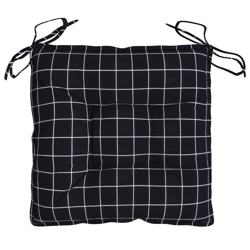 Almofadões p/ cadeira 4pcs tecido oxford padrão xadrez preto