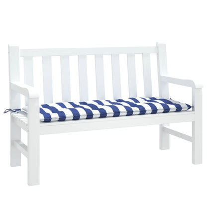 Almofadão p/ banco jardim 120x50x7 cm tecido riscas azul/branco