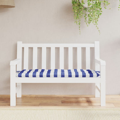 Almofadão p/ banco jardim 120x50x7 cm tecido riscas azul/branco