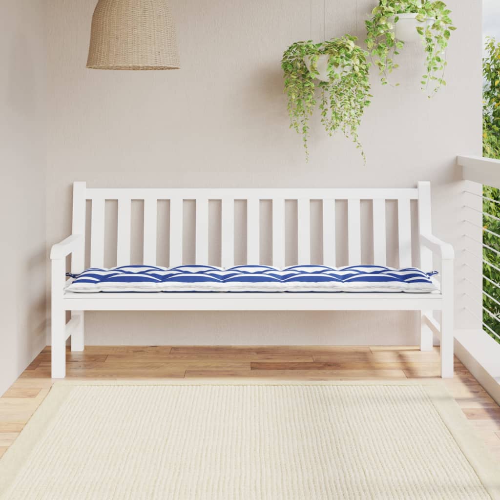 Almofadão p/ banco jardim 180x50x7 cm tecido oxford azul/branco