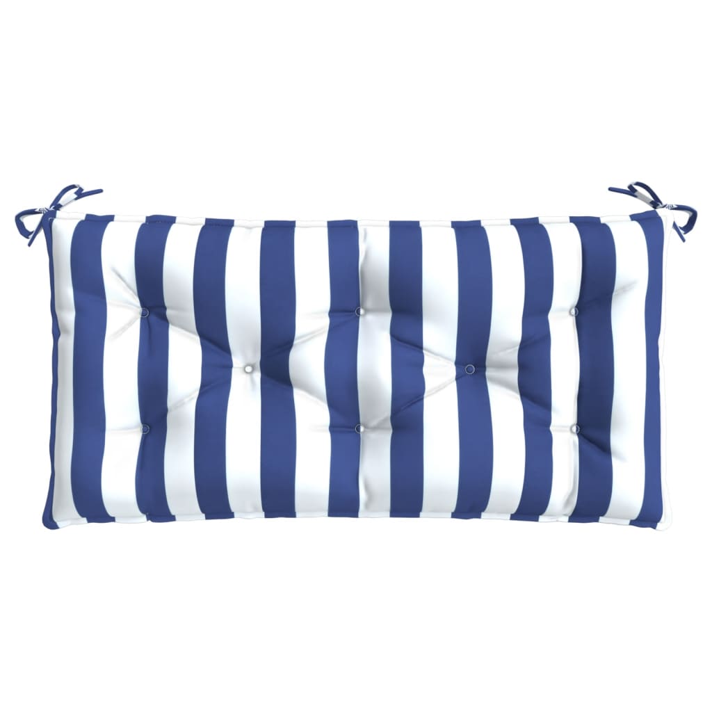 Almofadões p/ banco jardim 2 pcs 100x50x7 cm tecido azul/branco