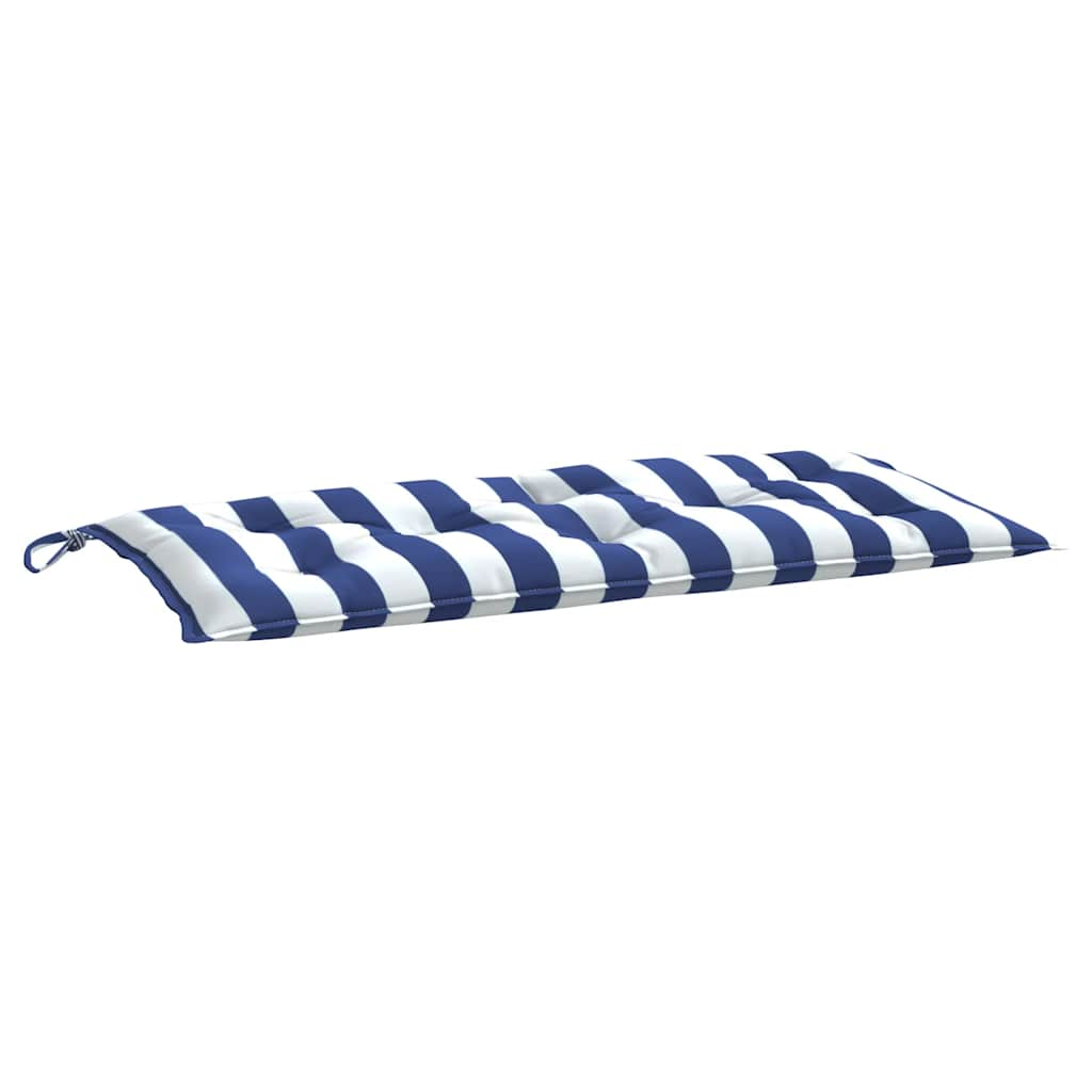 Almofadões p/ banco jardim 2 pcs 100x50x7 cm tecido azul/branco