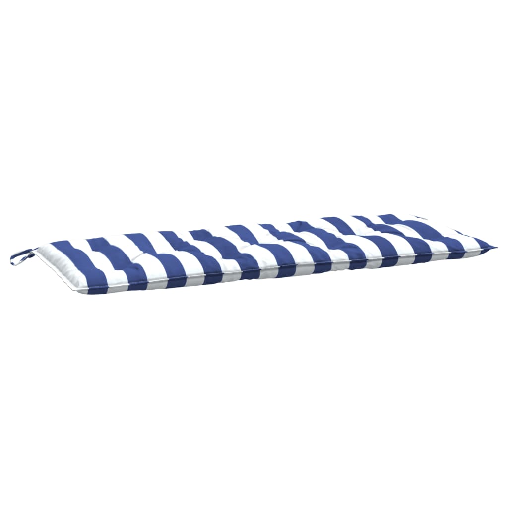 Almofadões p/ banco jardim 2 pcs 120x50x7 cm tecido azul/branco