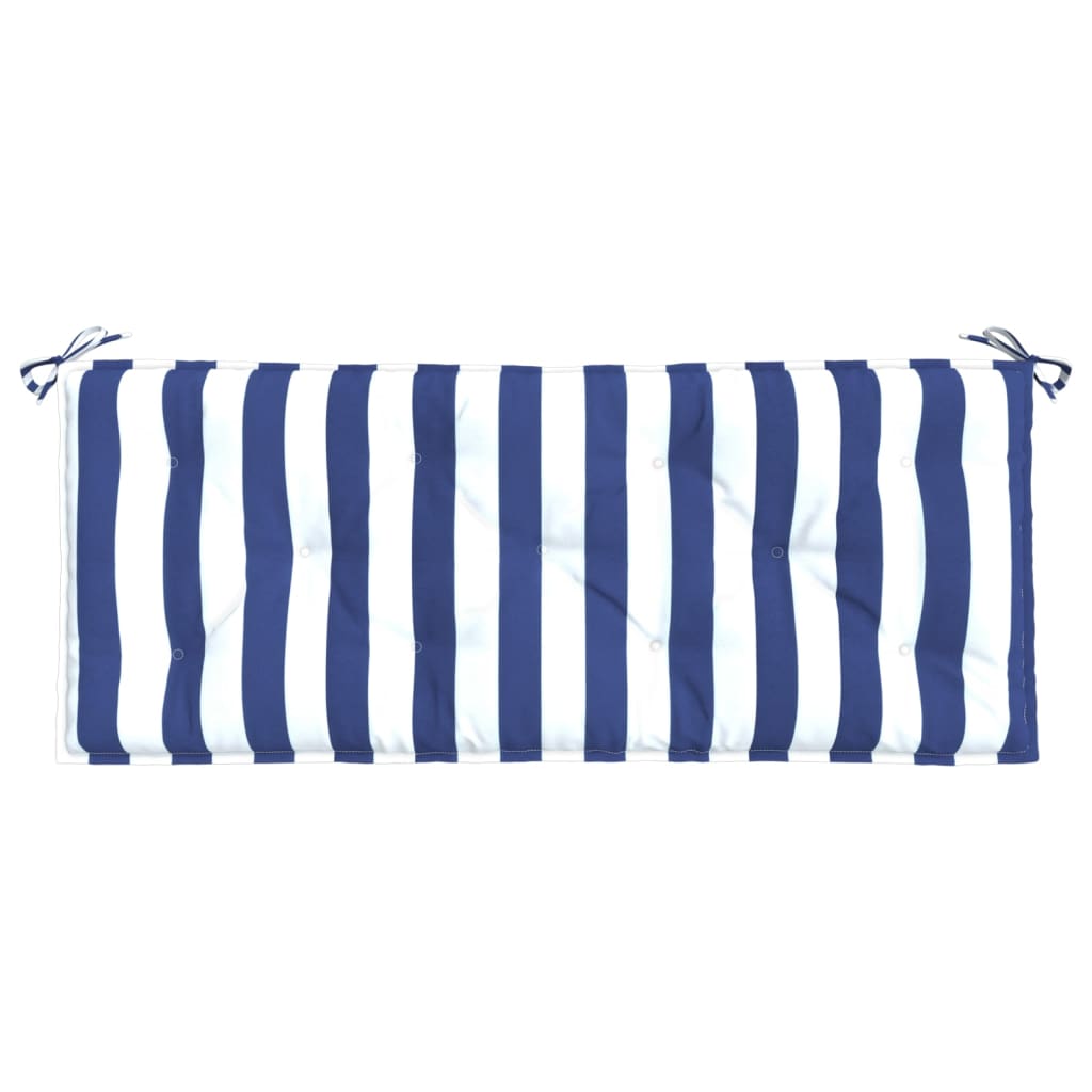 Almofadões p/ banco jardim 2 pcs 120x50x7 cm tecido azul/branco